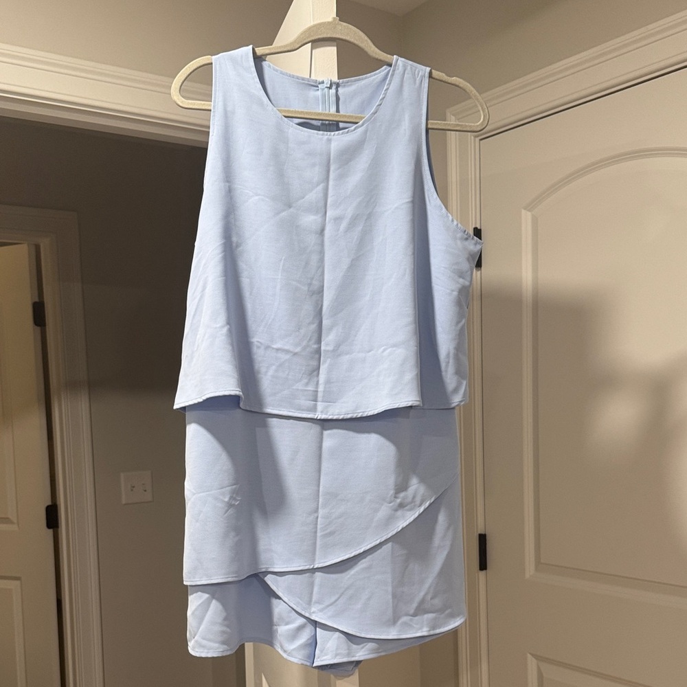 Sky Blue Sleeveless Layered Jumper